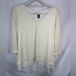 White House Black Market  multi layered blouse. With a lovely yellow stripe.